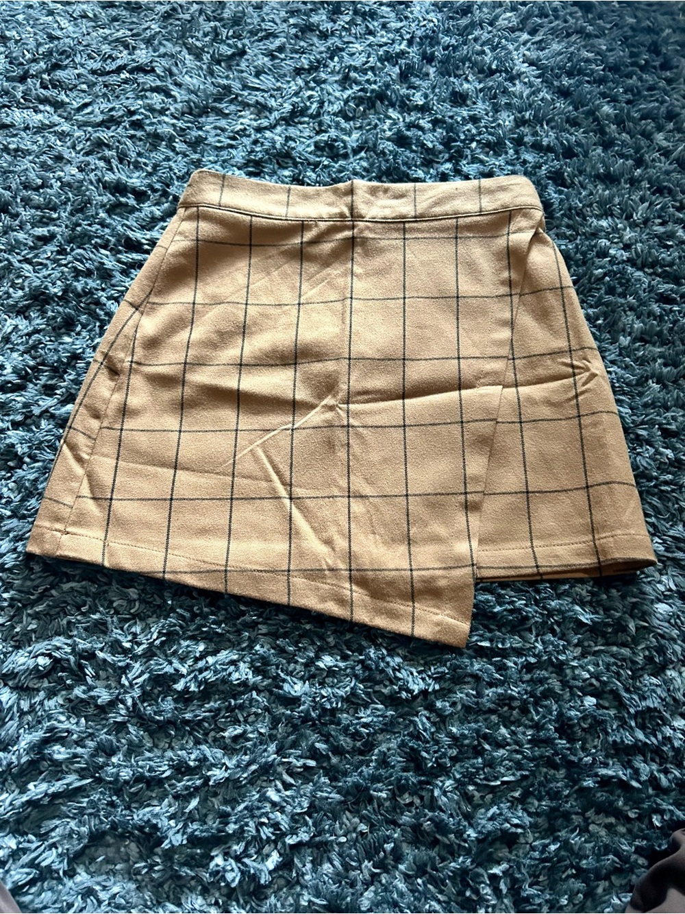 Forever 21 Beige Plaid Wrap-Front Mini Skirt